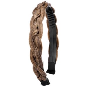 Thin Braided Headband with Teeth Synthetic Hair Plaited Design for Women and Girls