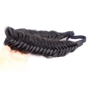 2 Strand Wide Fishtail Synthetic Hair Braided Headband with Plaited Design