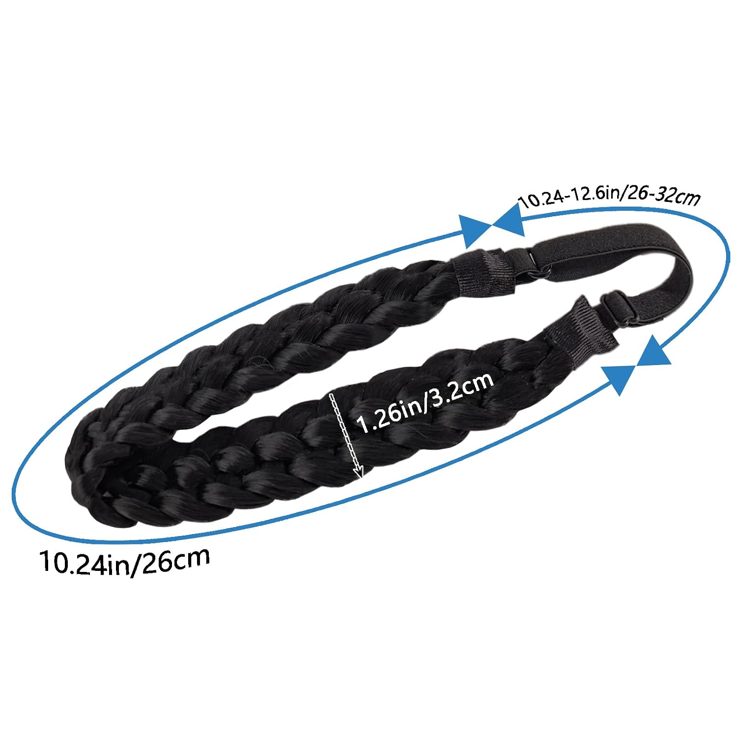 5 Strand Synthetic Hair Braided Headband Stretch Elastic Chunky Plaited Hair Accessory - Image 2