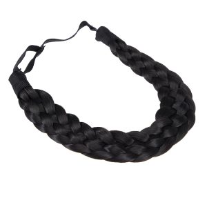 5 Strand Multicolor Synthetic Hair Braided Headband with Elastic Stretch Construction