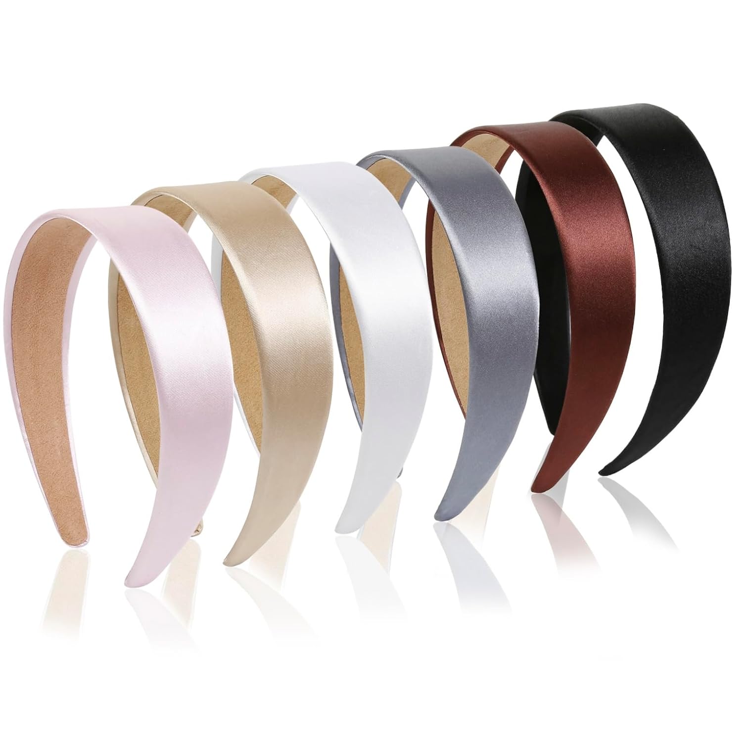 Satin Covered Wide Plastic Headbands for Women Non Slip Hair Accessories