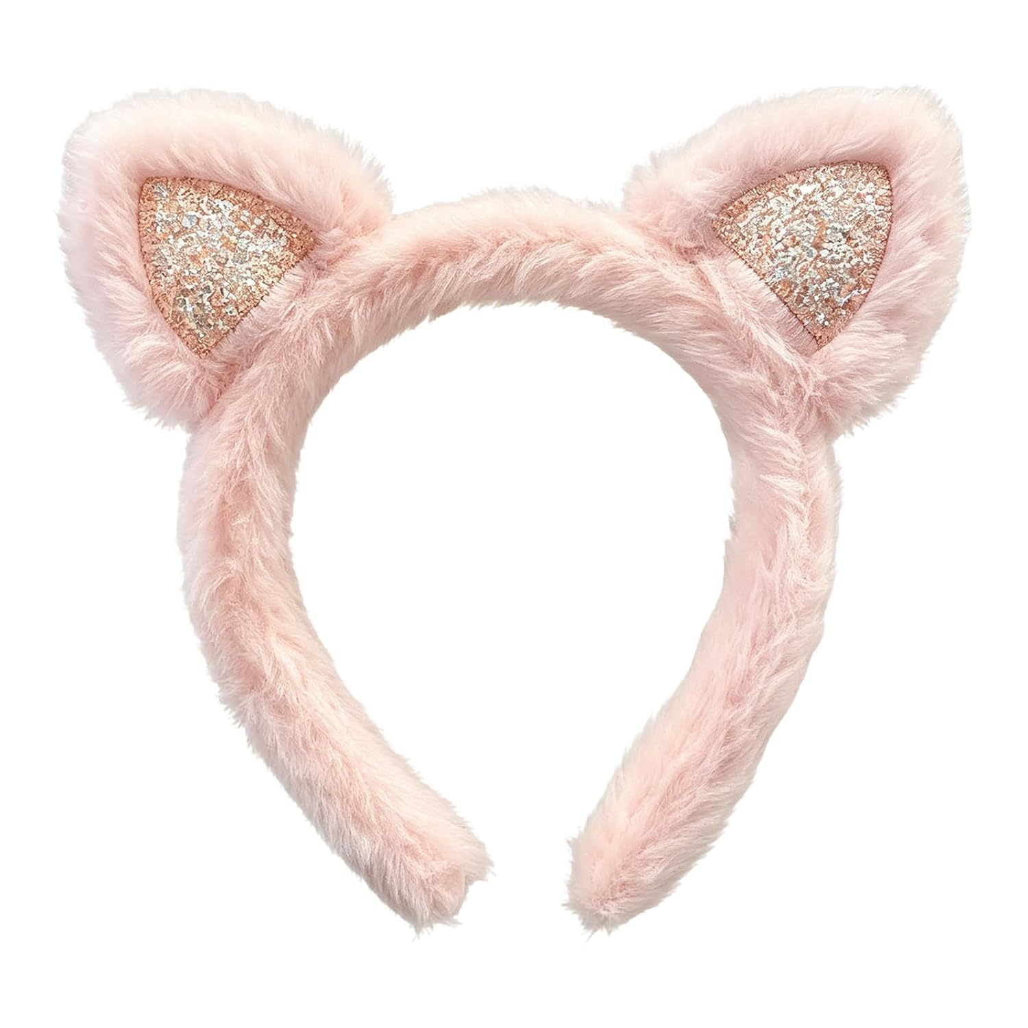 Pink Cat Ear Plush Headband for Skincare Makeup and Face Washing