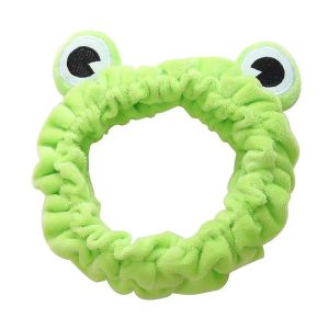 Green Frog Elastic Spa Headband for Face Washing Makeup and Skincare