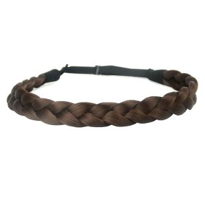 Classic Wide Synthetic Hair Braid Headband with Multiple Strands and Elastic Stretch Design
