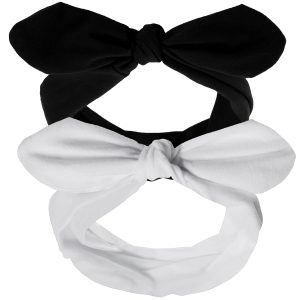 2 Pack Bow Headbands in Black and White