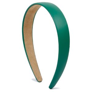 1 Inch Wide Green Faux Leather Hard Headband for Women and Girls
