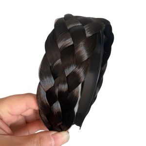 Twist Braided Stretch Headband with Wide Hoop and Ponytail Hairpiece Design