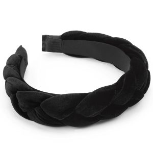 Velvet Criss Cross Braided Headband with Elastic Hair Hoop Design