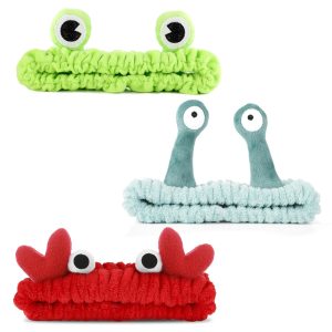 3 Pieces Cartoon Spa Headbands with Elastic Fit for Face Washing and Skincare