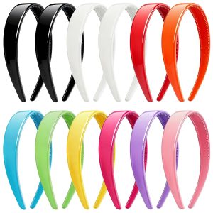 12 Pieces Plain Plastic Headbands for Women and Girls in Assorted Colors