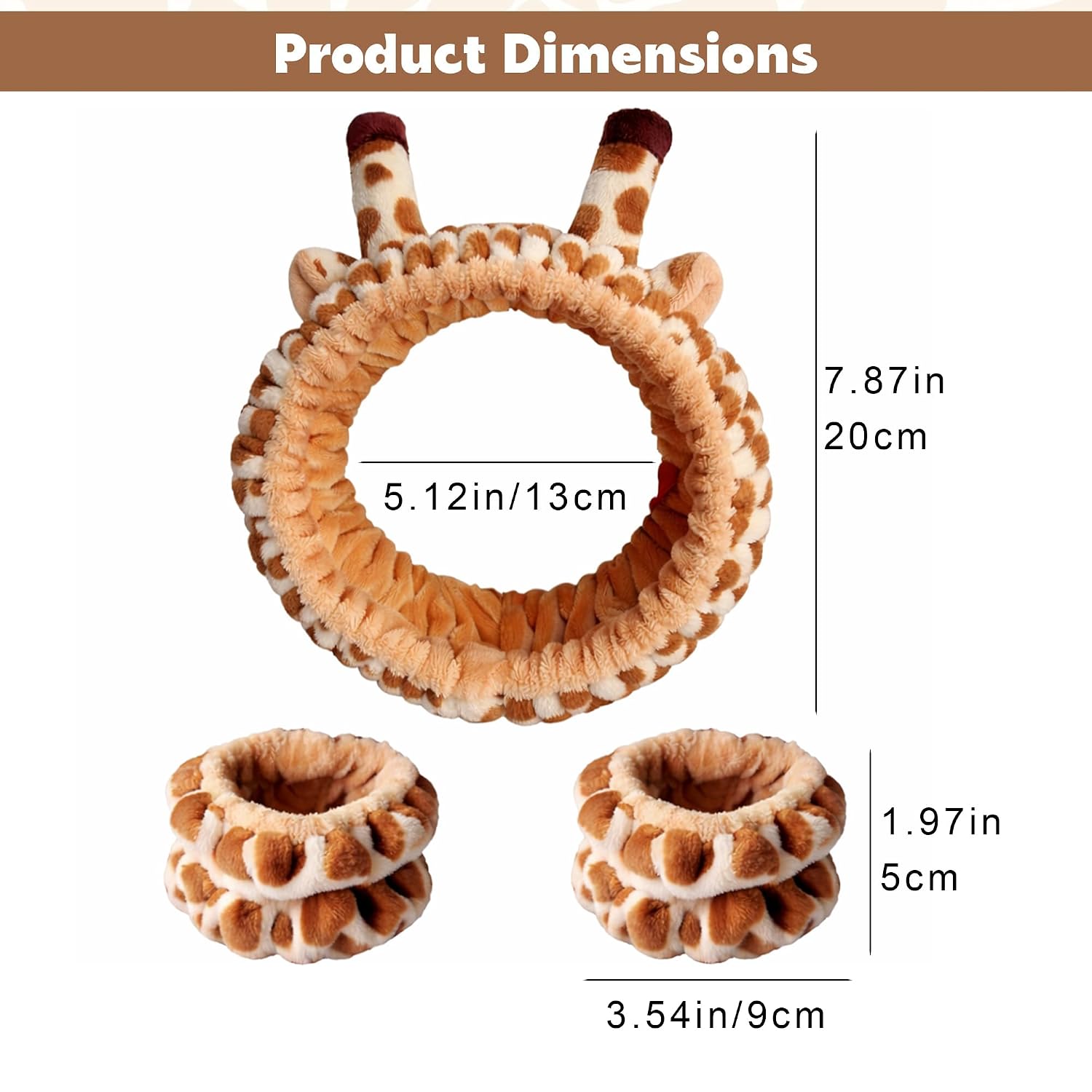 Giraffe Ear Spa Headband and Wristband Set for Face Washing and Skincare - Image 2