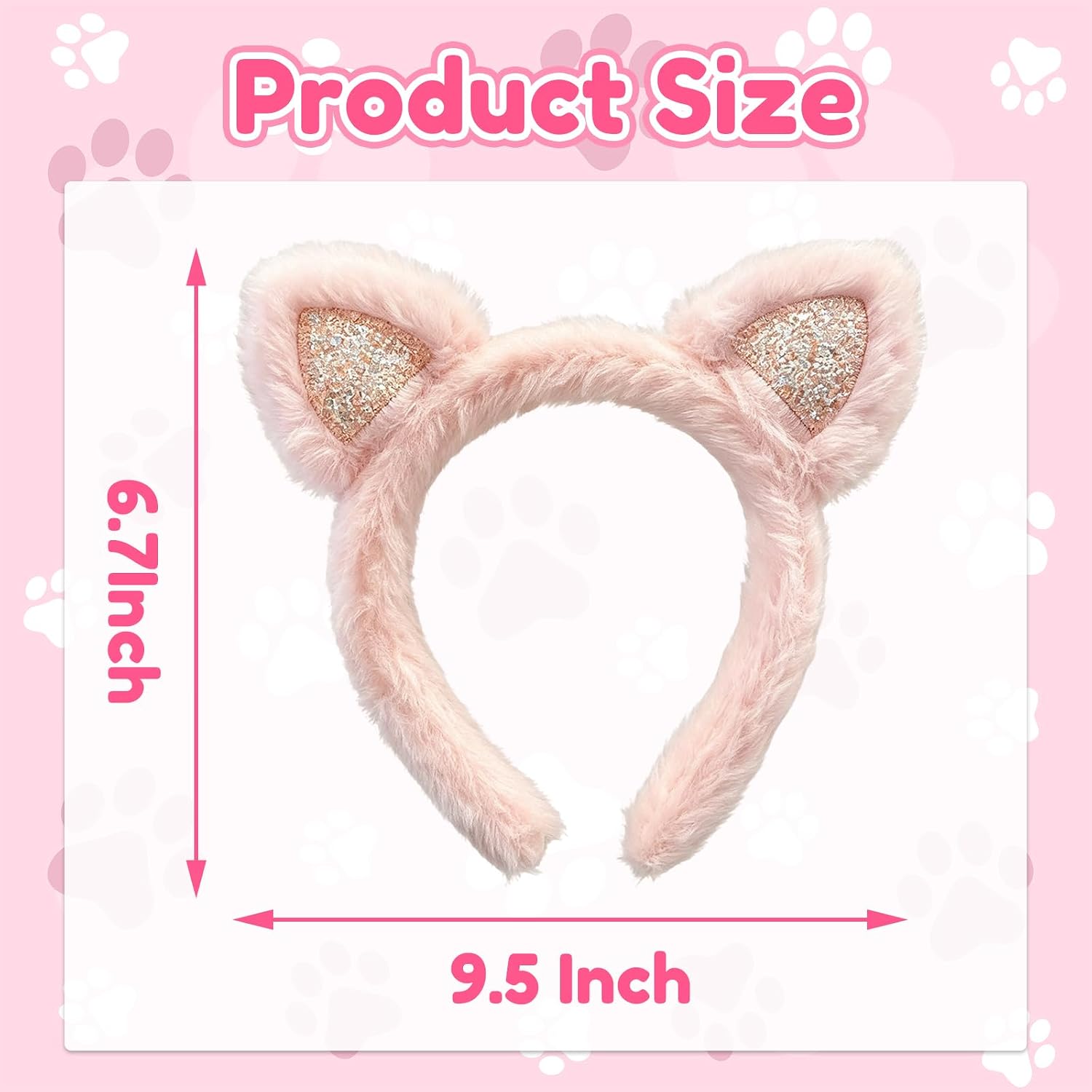 Pink Cat Ear Plush Headband for Skincare Makeup and Face Washing - Image 2