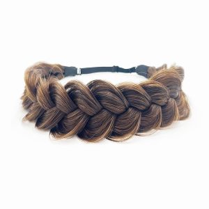 Wide Synthetic Hair Braided Headband with Fluffy Layered Braid Design
