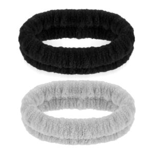2 Pack Soft Absorbent Spa Headbands for Face Washing Makeup and Shower