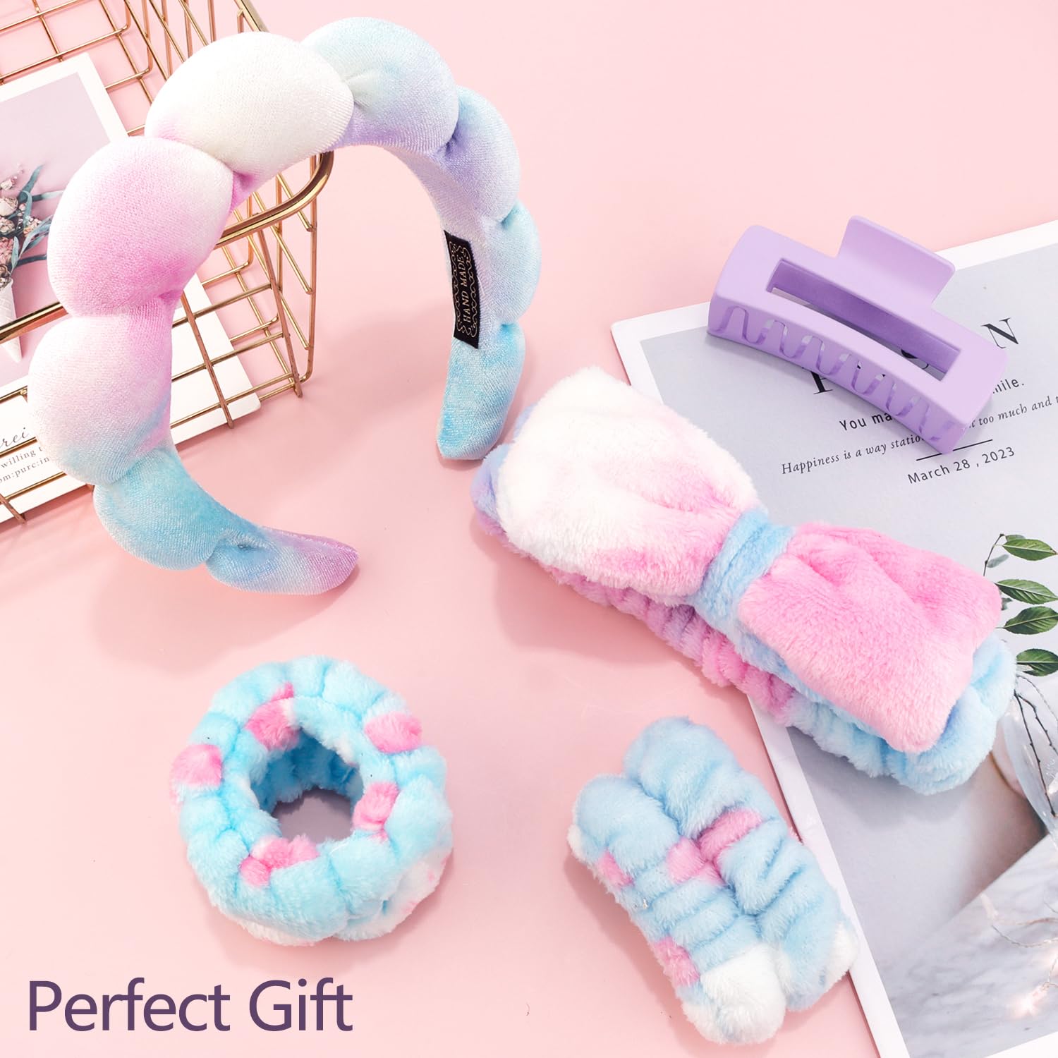 Spa Makeup Headband with Wristbands for Facial Skincare - Image 2