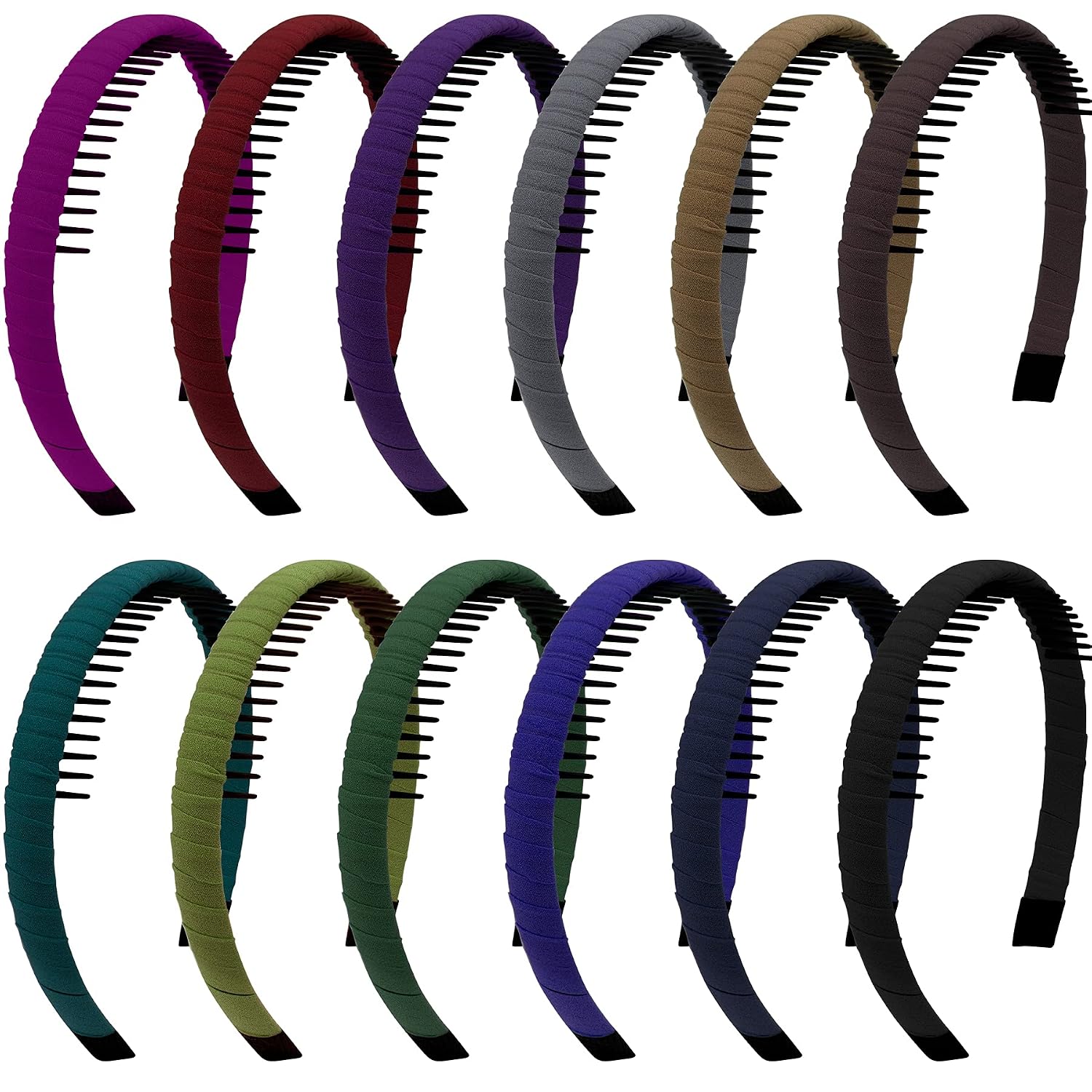 12 Pieces Non Slip Plastic Headbands with Teeth for Women and Girls