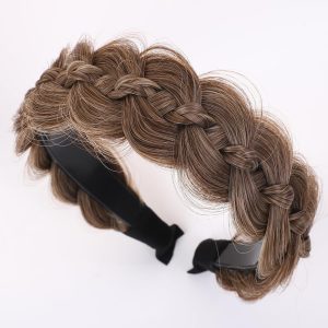 Wide Messy Braided Headband with Teeth Thick Synthetic Hair Plaited Design